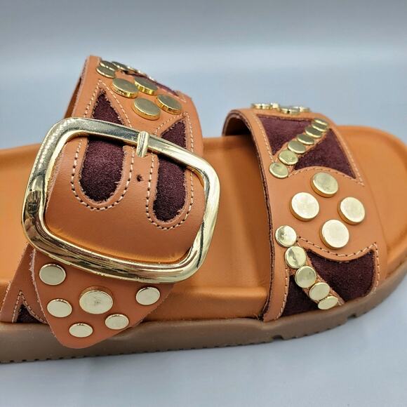 Free People Revelry Vachetta Studded Platform Slide Sandal Size 7 "Clay" - Picture 10 of 13